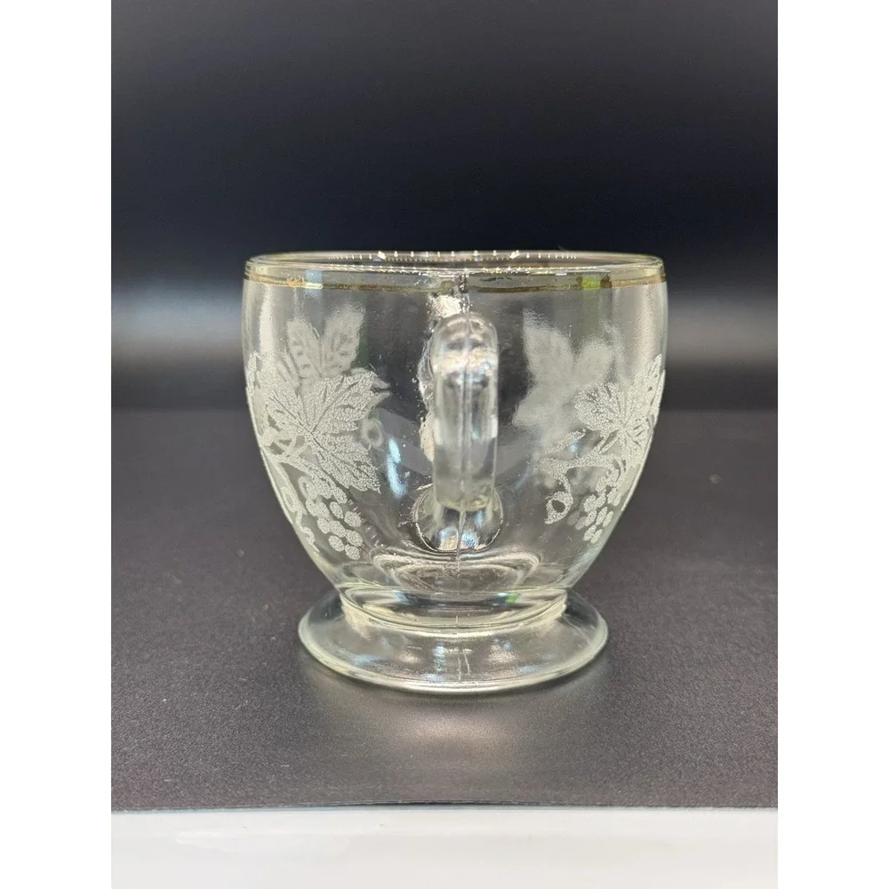 Vintage Bartlett and Collin's Etched‎ Sugar Bowl two handles